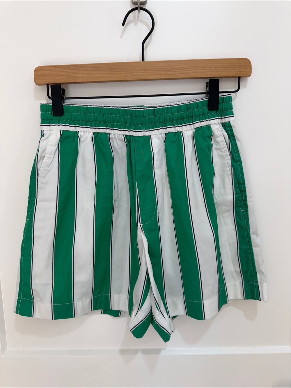 GAP Green and White Vertical Stripe Women's Shorts